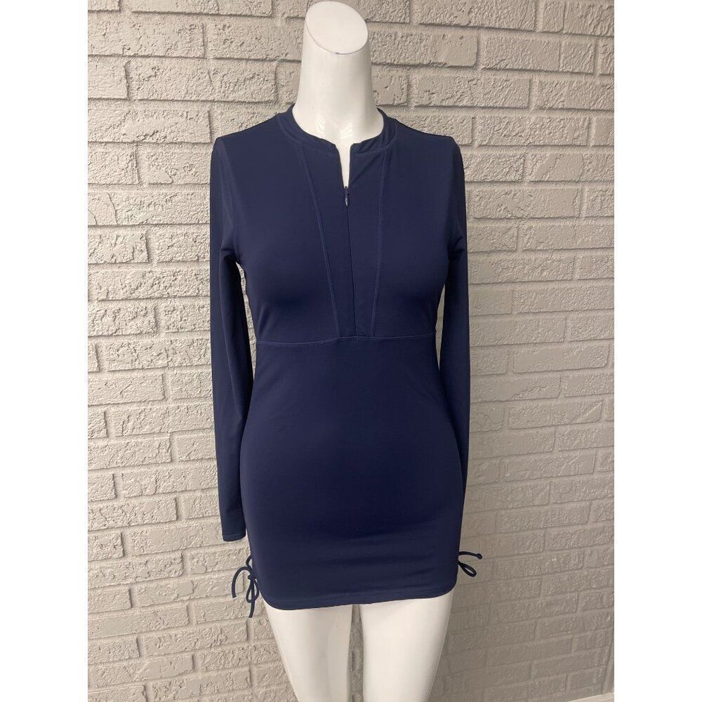 Athleta Women Navy Side Ruched Tunic / Mini–Dress Size XS